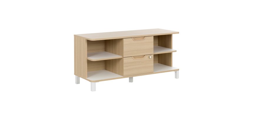 Meuble de rangement bas avec tiroirs chêne L 120 x H 57 cm - Absolu