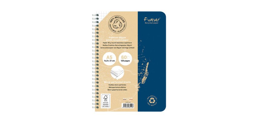 Cahier recyclé Forever Premium A5 petits carreaux 120 pages