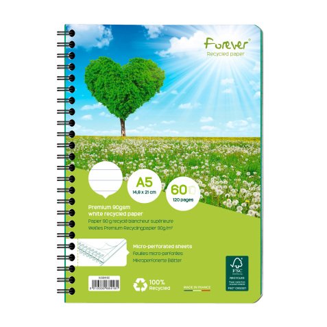 Cahier recyclé Forever Premium A5 - ligné - 120 pages