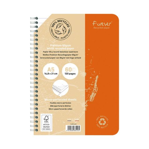 Gerecycleerd schrift Forever Premium A5 - gelijnd - 120 pagina's 