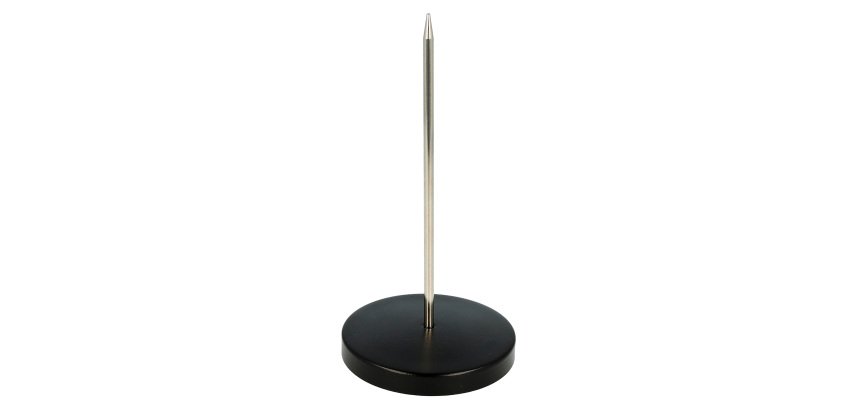 Pique note avec socle plastique noir diamètre 7 cm et tige métallique