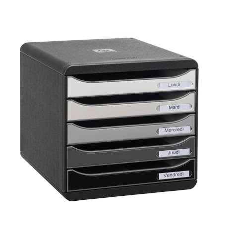 Módulo archivador con cajones de 5 colores Exacompta Big Box Plus surtido gris
