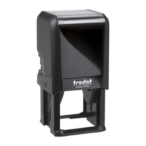 Trodat Printy 4924 sello con texto personalizado 8 líneas 40 x 40 mm monocromo carcasa negra