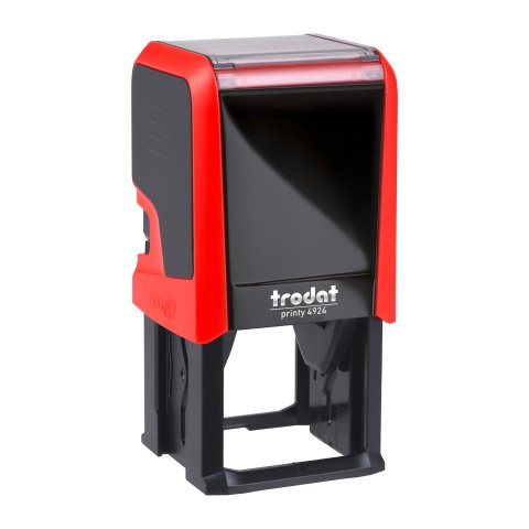 Trodat Printy 4924 sello con texto personalizado 8 líneas monocromo 40 x 40 mm Carcasa roja