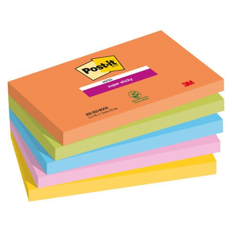 Gekleurde notes Boost Super Stickey Post-it - blok van 90 vellen