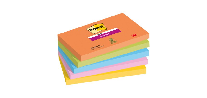 Notes couleurs Boost Super Sticky Post-it 76 x 127 mm - bloc de 90 feuilles