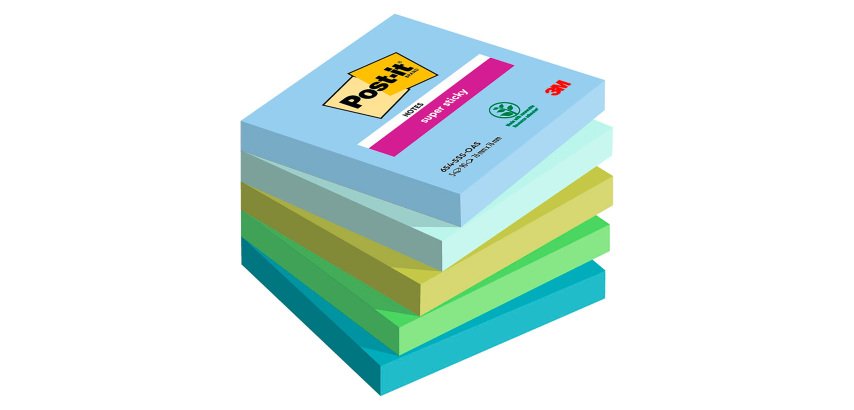 Notes couleurs Oasis Super Sticky Post-it 76 x 76 mm - bloc de 90 feuilles