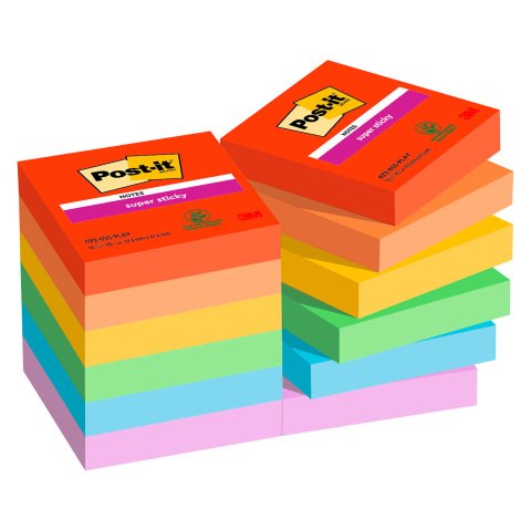 Notas adhesivas Super Sticky Playful Post-it® 47,6 x 47,6 mm