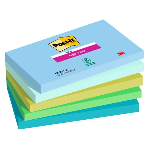 Notes couleurs Oasis Super Sticky Post-it 76 x 127 mm - bloc de 90 feuilles