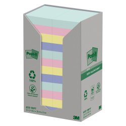 Notes repositionnables recyclées couleurs nature Post-It 38 x 51 mm - bloc de 100 feuilles