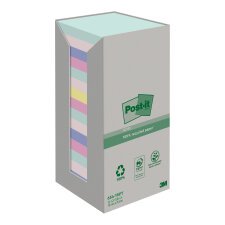 Notes repositionnables recyclées couleurs nature Post-It - bloc de 100 feuilles