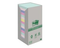 Notes repositionnables recyclées couleurs nature Post-It 76 x 76 mm - bloc de 100 feuilles