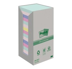 Notes repositionnables recyclées couleurs nature Post-It 76 x 76 mm - bloc de 100 feuilles