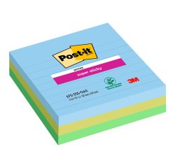 Notas adhesivas rayadas Oasis Super Sticky Post-it 101x101 mm surtido- bloc de 70 hojas
