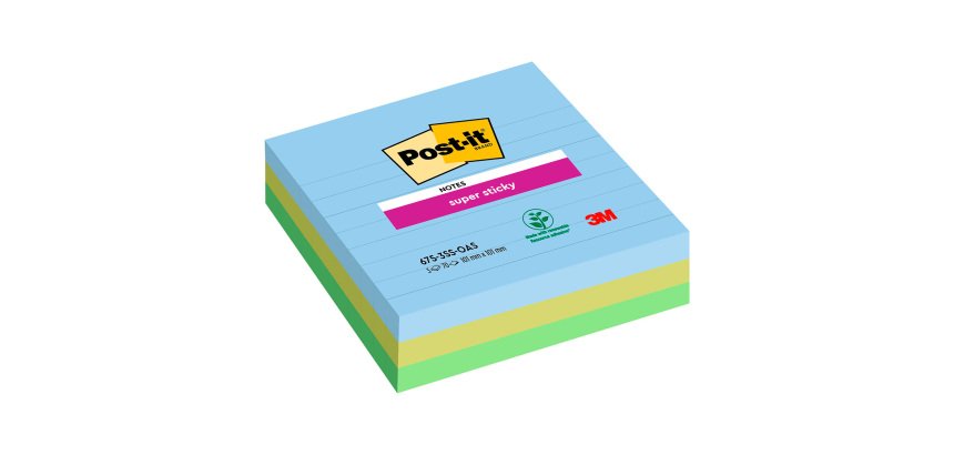 Notas adhesivas rayadas Oasis Super Sticky Post-it 101x101 mm surtido- bloc de 70 hojas