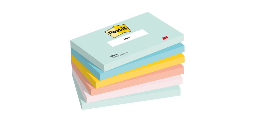 Notes repositionnables couleurs Beachside Post-it 76 x 127 mm - bloc de 100 feuilles