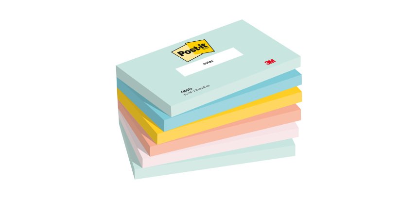 Notes repositionnables couleurs Beachside Post-it 76 x 127 mm - bloc de 100 feuilles