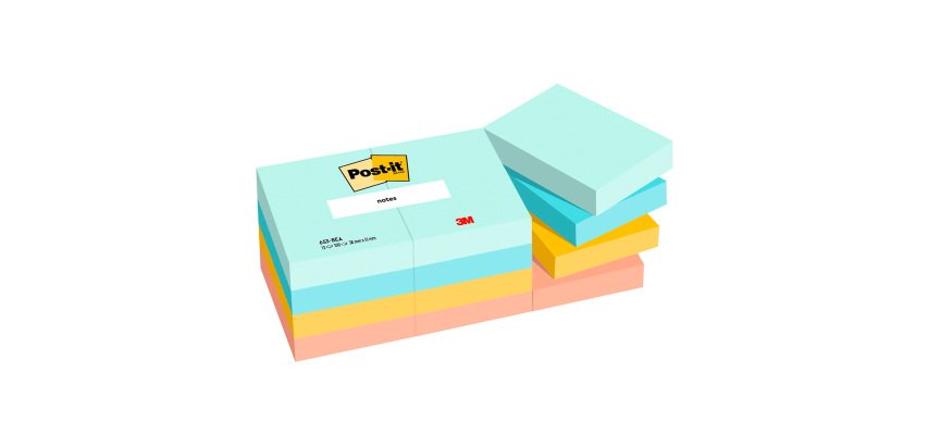 Notes repositionnables couleurs Beachside Post-it 38 x 51 mm - bloc de 100 feuilles