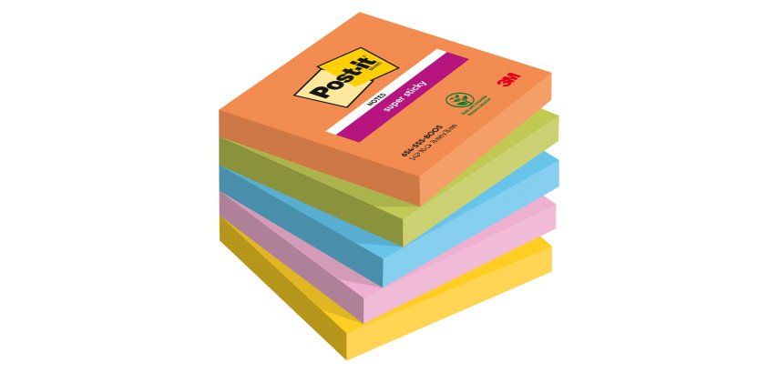 Notes couleurs Boost Super Sticky Post-it 76 x 76 mm - bloc de 90 feuilles