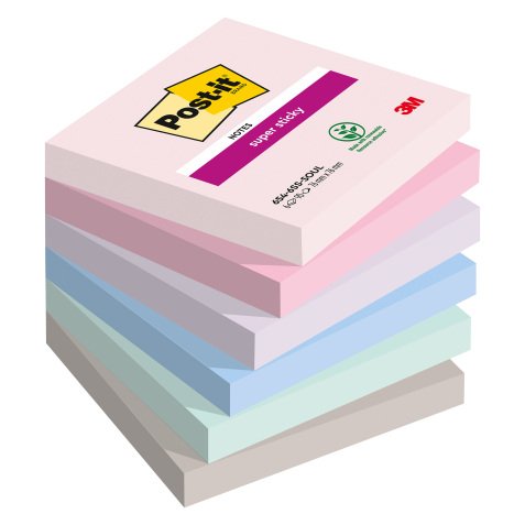 Notes couleurs Soulful Super Sticky Post-it 76 x 76 mm - bloc de 90 feuilles