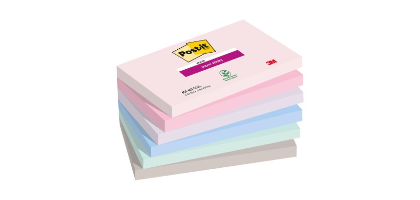 Notes couleurs Soulful Super Sticky Post-it 76 x 127 mm - bloc de 90 feuilles