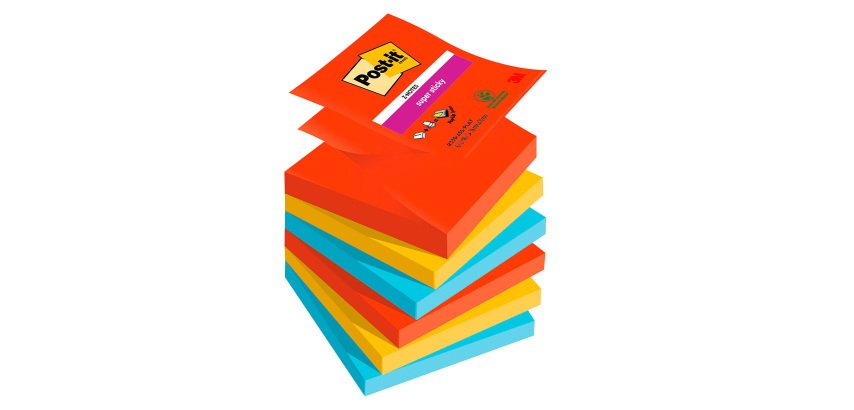 Z-Notes couleurs Playful Super Sticky Post-it 76 x 76 mm - bloc de 90 feuilles