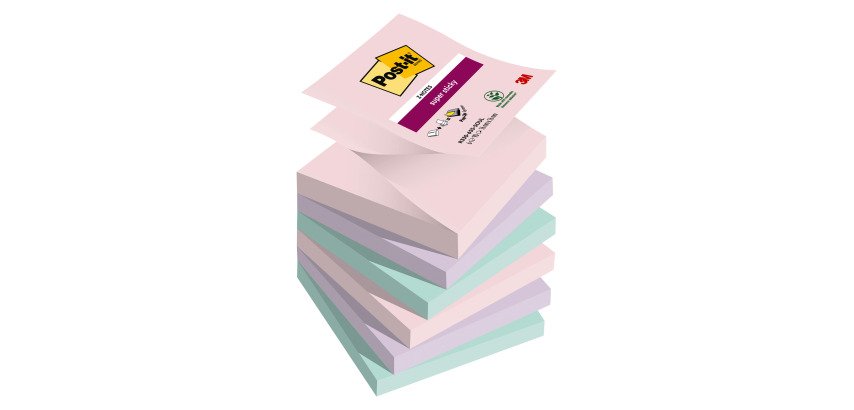 Z-notes repositionnables couleurs Soulful Super Sticky Post-it 76 x 76 mm - 1 bloc de 90 feuilles en 1 couleur