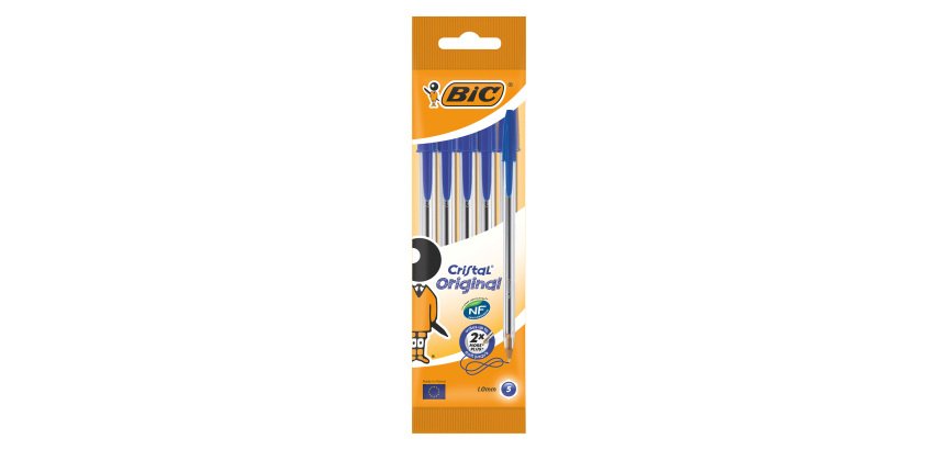 Kugelscheiber Bic Cristal Original mit Deckelchen Punkt 1 mm medium Linie - Hülle von 5