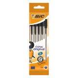 Stylo bille Bic Cristal Original à capuchon pointe 1 mm écriture moyenne noir - Pochette de 5