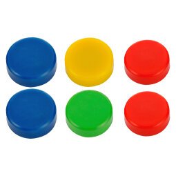 Magneten budget  diameter 25 mm geassorteerde kleuren - blister van 6