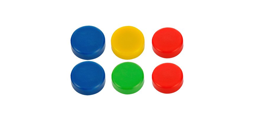 Plots magnétiques Budget – aimants Ø 25 mm couleurs assorties - Blister de 6