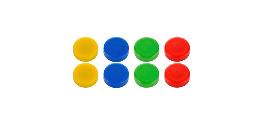 Plots magnétiques Budget – aimants Ø 20 mm couleurs assorties - Blister de 8