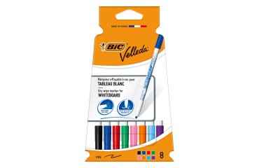 Estuche de 8 Rotuladores de pizarra blanca Bic Velleda 1721 punta cónica fina