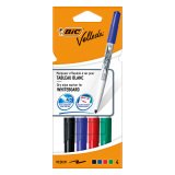 Marqueur effaçable Bic Velleda 1741 pointe ogive 2 mm - Pochette de 4 couleurs assorties