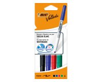 Marqueur effaçable Bic Velleda 1741 pointe ogive 2 mm - Pochette de 4 couleurs assorties