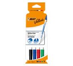 Marqueur effaçable Bic Velleda 1721 pointe ogive 2,8 mm - Pochette de 4 couleurs assorties