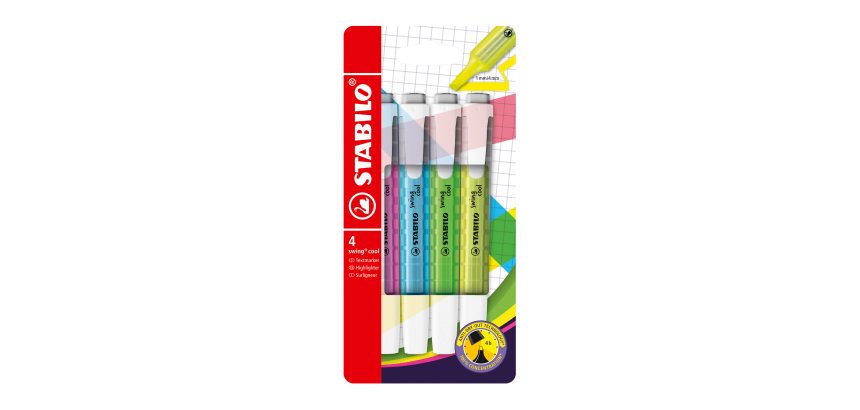 Surligneurs Stabilo Swing Cool couleur fluo assorties - Pochette de 4