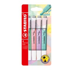 Surligneurs Stabilo Swing Cool couleurs pastel assorties - Pochette de 4
