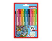 Rotulador permanente STABILO Pen 68 colores surtidos, 5 fluorescentes - Paquete de 15