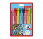 Feutre Stabilo Pen 68 coloris assortis dont 5 fluo - Pochette de 15
