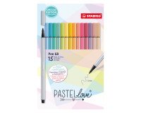 Rotulador permanente STABILO Pen 68 colores pastel - Paquete de 15