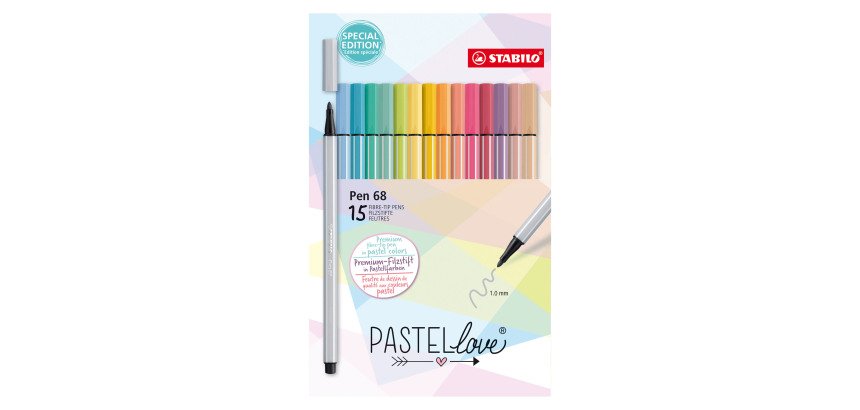 Feutre Stabilo Pen 68 coloris pastels - Pochette de 15