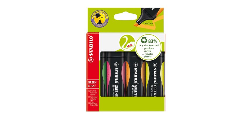 Surligneurs Stabilo Green Boss - Pochette de 4