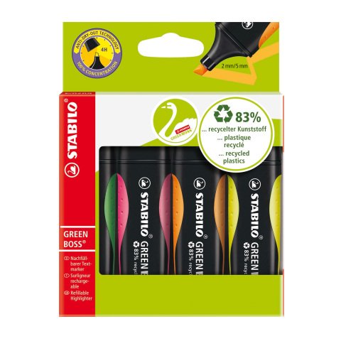 Subrayadores fluorescentes STABILO Green Boss - Pack de 4