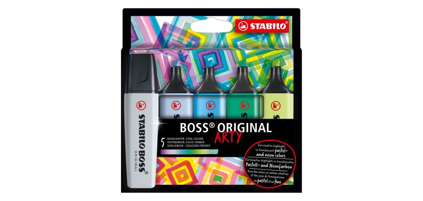Subrayadores STABILO Boss Original Arty en colores fríos - Caja de 5