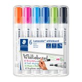 Marqueur effaçable rechargeable couleurs fun Staedtler Lumocolor 351 pointe ogive 2 mm - Pochette de 6