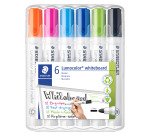 Marqueur effaçable rechargeable couleurs fun Staedtler Lumocolor pointe ogive 2 mm - Pochette de 6