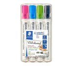 Marqueur effaçable rechargeable couleurs fun Staedtler Lumocolor pointe ogive 2 mm - Pochette de 4