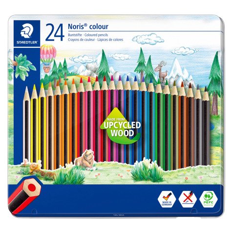 Kleurpotloden Staedtler Noris Colour 185 - metalen doos van 24 stuks