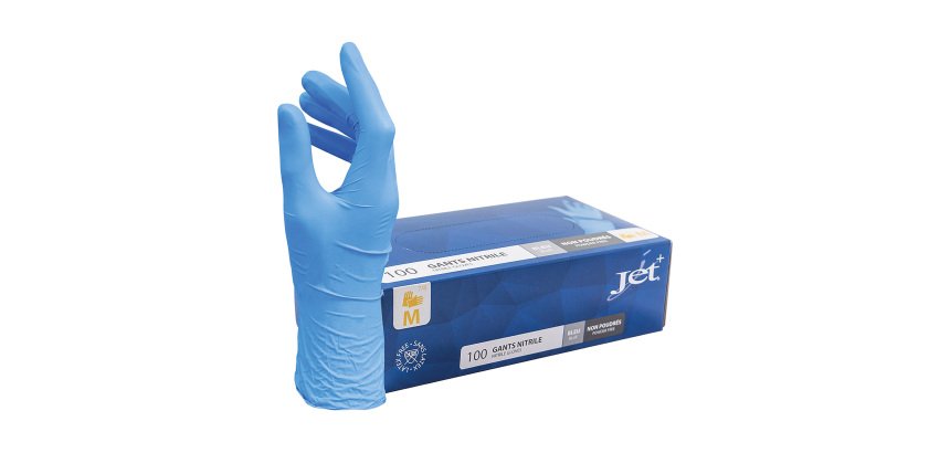 Gant jetable nitrile non poudré bleu - Boîte de 100 gants